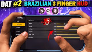 Day 2❗️Trying To Play 3 Finger Brazilian 🇧🇷 Secret 🤫 Custom HUD  FREE FIRE [upl. by Anival]