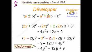 3eN2  Identités remarquables  Exercices  Savoir FampR [upl. by Naujek]