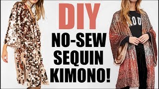 DIY How To Make a NOSEW Sequin Kimono  COACHELLA vibes By Orly Shani [upl. by Ai11]