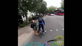 Cyclist jumps the red light and almost runs into a pedestrian [upl. by Harbird]