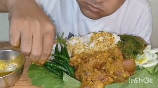 ASMR MUKBANGPork curry rice salad green chilli mustard leaf li pata extra gravy porkcurry [upl. by Saerdna]