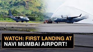 Navi Mumbai Airport Big Milestone Aircraft Successfully Completes First Ever Landing At The Site [upl. by Nomyar]