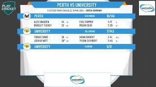 WA Premier Cricket  Mens Fourth Grade  Semi Final 2  Perth v University  Day 2 [upl. by Vite113]