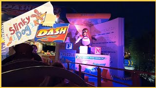 Slinky Dog Dash Roller Coaster Full Night Ride Through Hollywood Studios Walt Disney World 60fps [upl. by Metzger733]