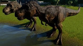 Jurassic World Evolution  2 Tyrannosaurus Rex vs 2 Spinoraptor 1080p 60FPS [upl. by Sy]