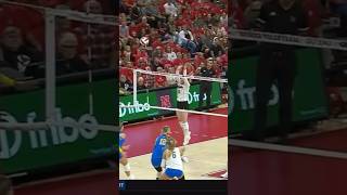 Bergen Reilly Roof Roof Roof Solo Block Nebraska Husker Volleyball 92824 UCLA volleyball [upl. by Aldus]