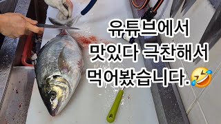 유튜브에서 하두 맛있다해서 한번 먹어봤습니다😁 26키로 흑점줄전갱이시마아지 회뜨기오로시 [upl. by Anyalram]