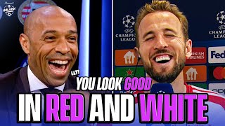 Thierry Henry jokes with Harry Kane after Bayern beat Man Utd 🔴⚪  UCL Today  CBS Sports Golazo [upl. by Trepur]