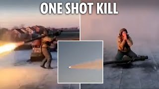 Watch as Ukrainian nursery teacher blows up £10m Russian cruise missile with her first EVER shot [upl. by Fellows]