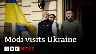 Indian PM Narendra Modi visits Ukraines President Volodymyr Zelensky  BBC News [upl. by Yelnek592]