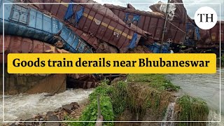 Goods train derails near Bhubaneswar [upl. by Luce]