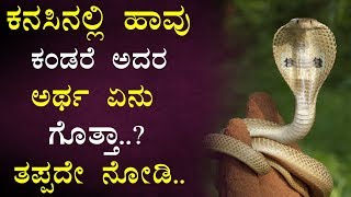 ಕನಸಿನಲ್ಲಿ ಹಾವು ಕಂಡರೆ ಅದರ ಅರ್ಥ ಏನು ಗೊತ್ತಾ  Snake Dreams  Snake Dream Meaning In Kannada [upl. by Sallie941]