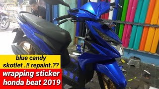 HONDA BEAT 2019  PASANG SKOTLET FULL BODY BIRU METALIK  BLUE CANDY [upl. by Einaled]