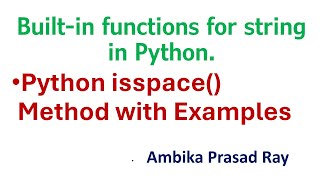 Python isspace  String isspace  Builtin functions in Python  CBSE  isspace with examples [upl. by Marquet]