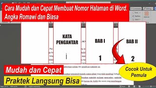 Cara Mudah dan cepat membuat nomor halaman di word angka Romawi dan Biasa [upl. by Anuqahs]