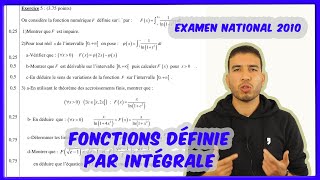 2 BAC SM  Correction de lexamen 2010  partie Analyse  étude de fonction définie par intégrale [upl. by Junna]