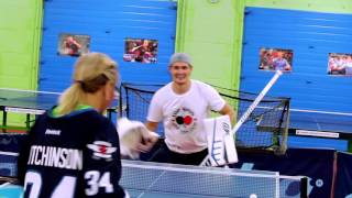 TOP SPIN Table Tennis Center  Training  Elena Shkrab amp Michael Hutchinson NHL Goalie [upl. by Leoline]