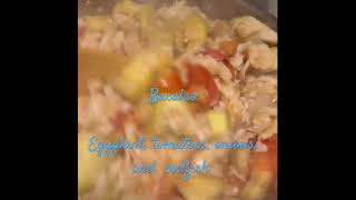 Cooking VideoBacalao Eggplant Tomatoes Onions amp Codfish ￼ Comida Boricua [upl. by Nauaj]