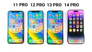 Apple A13 Vs A14 Vs A15 Vs A16 Bionic  SPEED TEST  iPhone 11 Pro Vs 12 Pro Vs 13 Pro Vs 14 Pro [upl. by Lindsy]