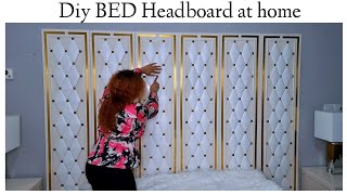 SEE HOW SHE USES OLD WARDROBE DOORS TO MAKE A HEADBOARD AT HOME DIY HEADBOARD USING CERAMIC TILES [upl. by Harilda]