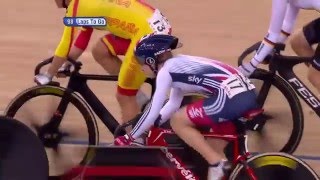 Womens Omnium  Points Race  2016 UCI Track Cycling World Championships [upl. by Eisserc323]