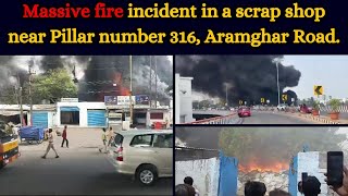 Massive fire incident in a scrap shop near Pillar number 316 Aramghar Roadhyderabad FireAccident [upl. by Duck]