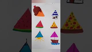 How to draw shapes with triangledrawing shapes with triangle shapes drawing and colouring for kids [upl. by Otes406]