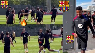 🔥🔥✅ Barca training today ft Lamine Yamal Dani Olmo Ansu Fati as Sevilla is in view Hansi Flick [upl. by Norrehc]