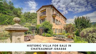 Historic Stone villa for sale in ChateauneufGrasse [upl. by Norrek]