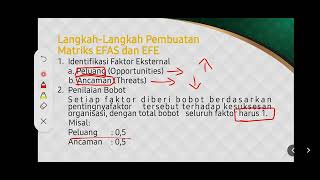 quotMetode Analisis EFAS External Factor Analysis Summary dan EFE External Factor Evaluationquot [upl. by Narahs566]