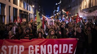 Thousands of protesters march in Paris ahead of tense football match between FranceIsrael [upl. by Derfla]