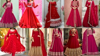 2024 letest red colour anarkali suit design । 50  digain। partywear anarkali suit design। [upl. by Nesyaj]