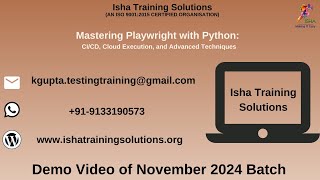 Mastering Playwright with Python Demo on 13th November 2024 [upl. by Platto]