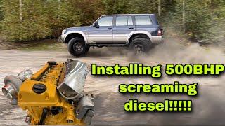 Part 2 OM606 Mercedes Diesel INSTALL into a Y61 Nissan Patrol GU [upl. by Eugilegna245]