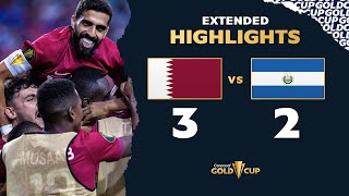 Extended Highlights Qatar 32 El Salvador  Gold Cup 2021 [upl. by Etna333]