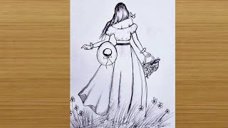 How to draw a girl step by step  Girl drawing for beginners  Pencil sketch easy way [upl. by Ahsinek]