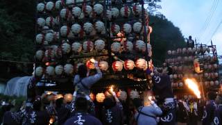 二本松提灯祭り 2012106 4町合同曳き廻し かがり火点火 提灯点火 [upl. by Ylram]