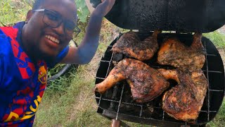 Making Pan JAMAICAN JERK CHICKEN amp COOK UP in GUYANA [upl. by Allsun]