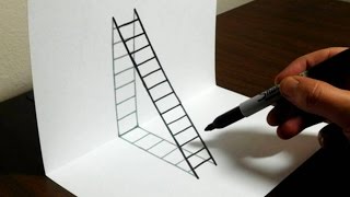 How to Draw a 3D Ladder  Trick Art For Kids [upl. by Volin91]