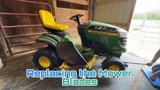 Installing Ecreban GY20852 Mower Blades on the John Deere D140 Lawn Mower [upl. by Heimlich263]