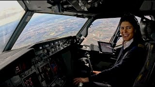 Beautiful Female Pilot Take Off Her Boeing B737800  Cockpit View  GoPro [upl. by Aihsemat]