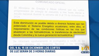 Del 9 al 15 de diciembre los cortes de luz serán de 3 horas al día [upl. by Siberson]