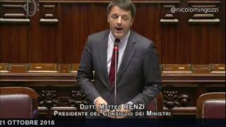 Renzi show alla Camera insulti e frecciate alle opposizioni 121016 [upl. by Baniez]