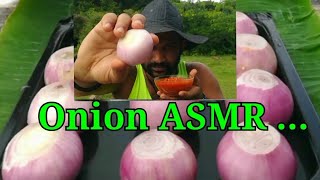 Raw onion challenge with chili salt sauce Food Eating Show  ASMR … [upl. by Etteneg]