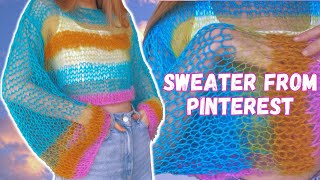 KNIT MESH SWEATER FROM PINTEREST😍 BEGGINER FRIENDLY [upl. by Odiug801]