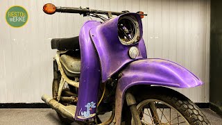 1985 Abandoned German Moped Full Restoration  Simson Schwalbe  ASMR [upl. by Ellerehc117]