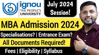 Ignou MBA Admission 2024  Specialisation amp Fees  Ignou Admission July 2024  Online MBA Admission [upl. by Slohcin]