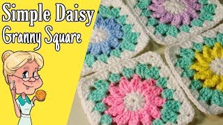 Simple Daisy Granny Square  Crochet Tutorial  FREE PATTERN [upl. by Joane185]