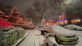 NYC LIFE 2020  Snow Walk Christmas in Dyker heightBrooklyn New York Dec16 [upl. by Sigrid]