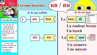 Les sons inversés  un  nu  Lecture Maternelle CP en Français [upl. by Angid174]